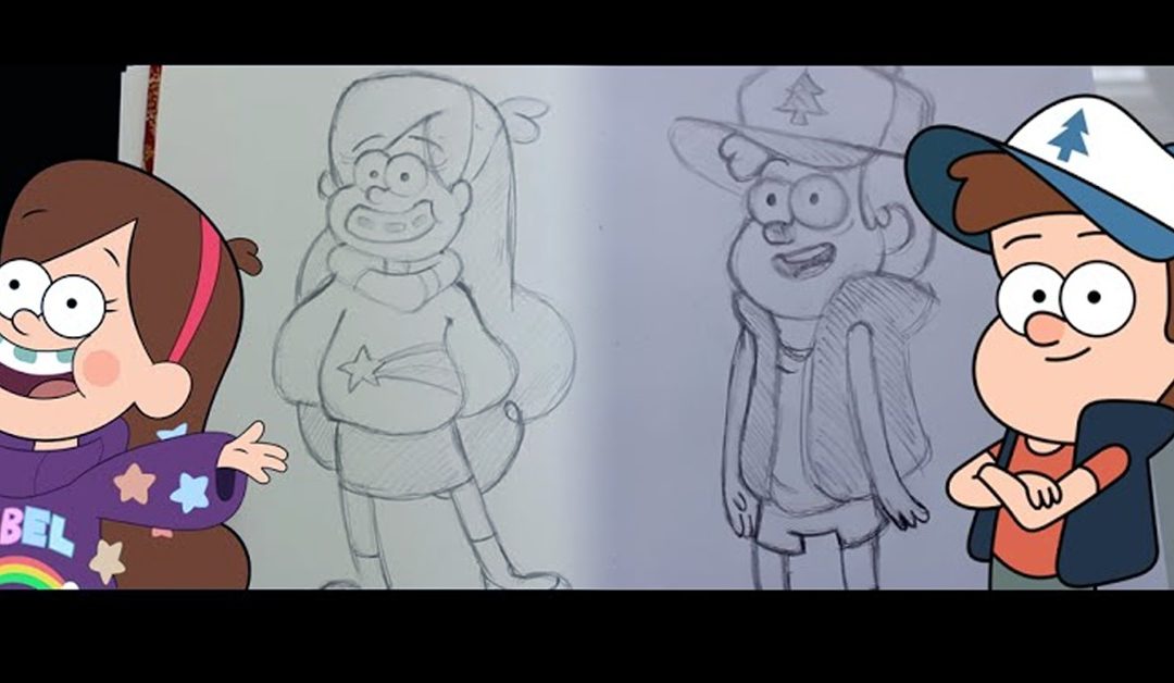 Learn to draw Dipper and Mabel from Gravity Falls