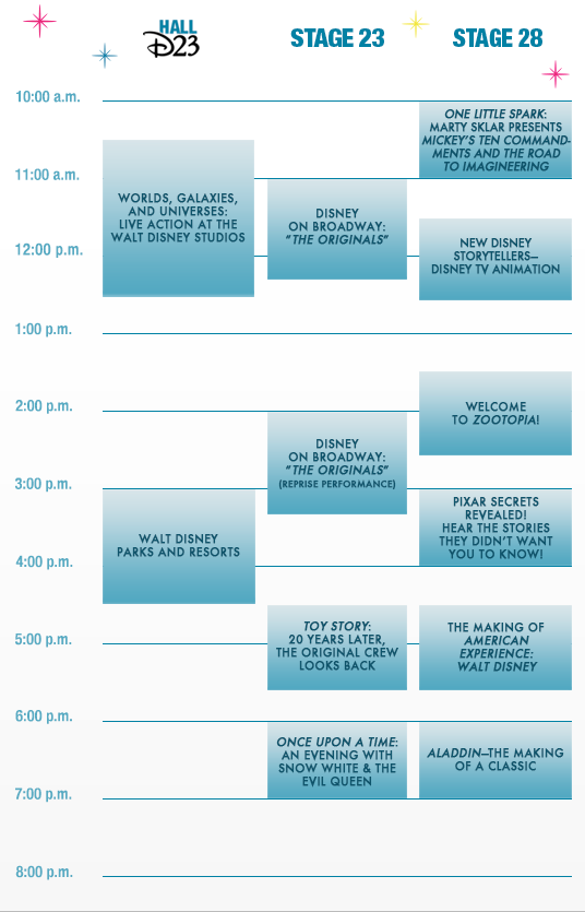 D23 Expo 2015 Schedule for Saturday 8/15/15