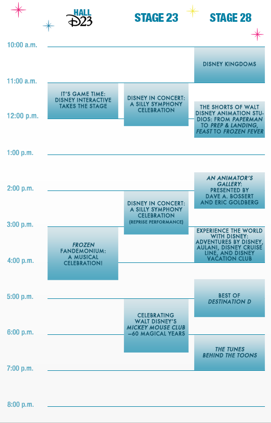 D23 Expo 2015 Schedule for Sunday 8/16/15