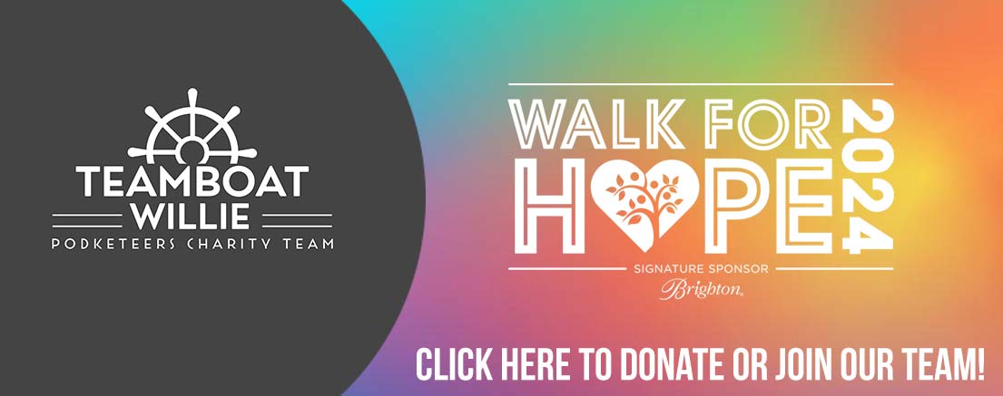 Announcement for Teamboat Willie's participation in City of Hope's Walk For Hope charity virtual walk